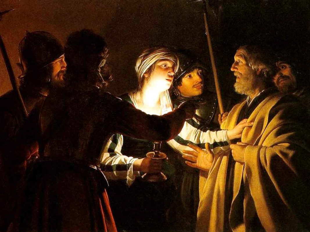 The Denial of St. Peter, oil on canvas, by Gerrit van Honthorst, 1623: Source: Minneapolis Institute of Art