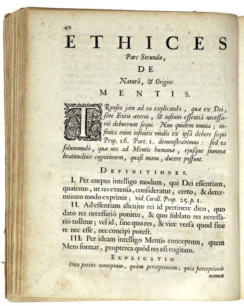 A page of Baruch Spinoza’s Ethics in Latin. Source: Wikimedia Commons