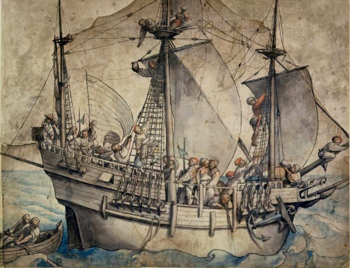 Hans Holbein the Younger Ship with Revelling Sailors 1532