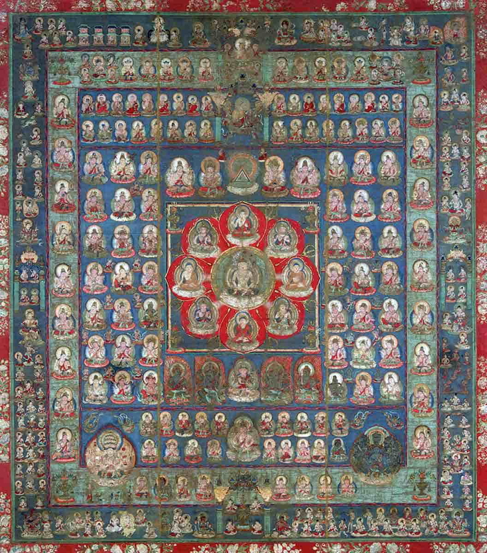 Taizō-kai (Womb Realm) Mandala. Shingon Tantric Buddhist school, Heian period (794-1185). Source: Tō-ji, Kyōto, Japan