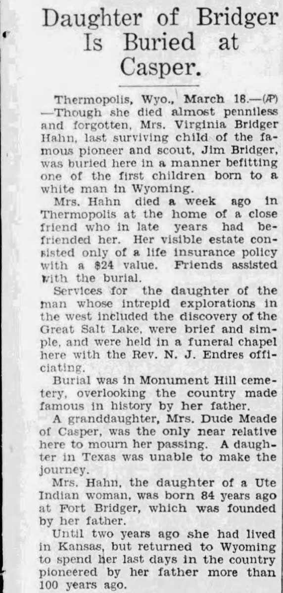 Virginia Bridger Obituary