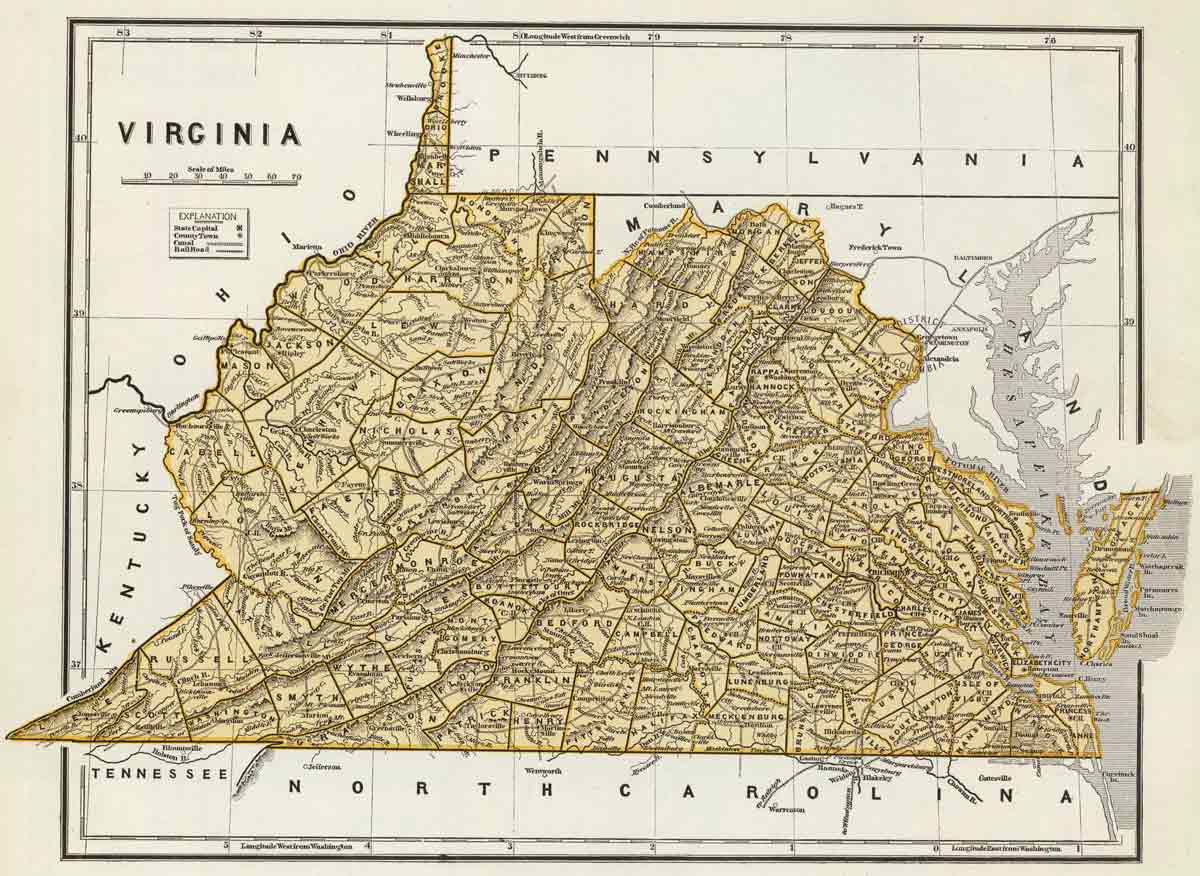 Virginia Map 1800s