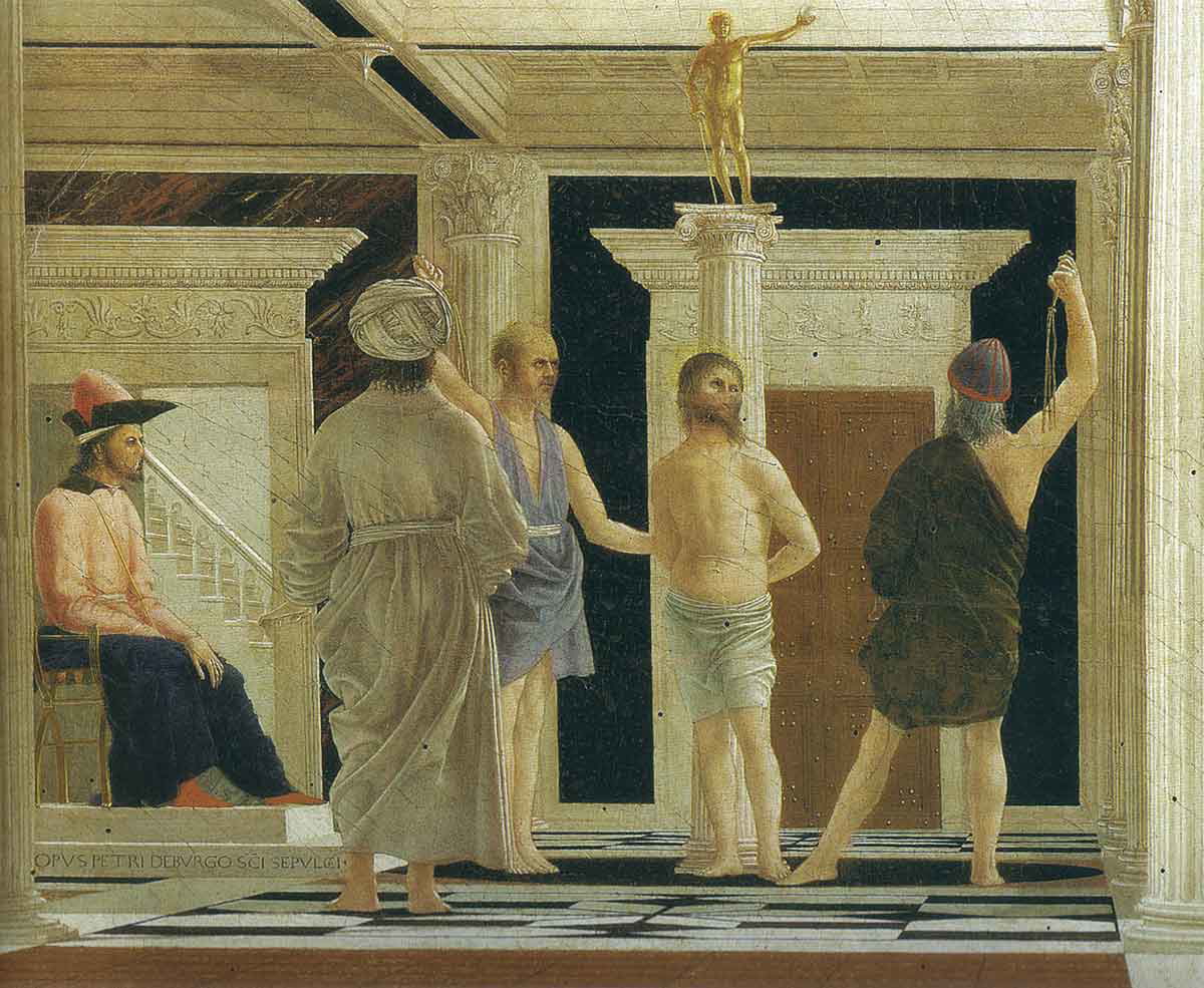 detail christ beaten flagellation of crhist piero della francesca