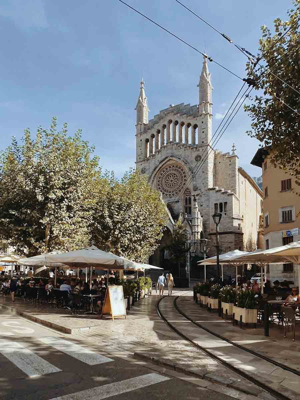 Sant Bartomeu Church by Tramway Tracks in Soller, Spain, Van Anh Nguyen 