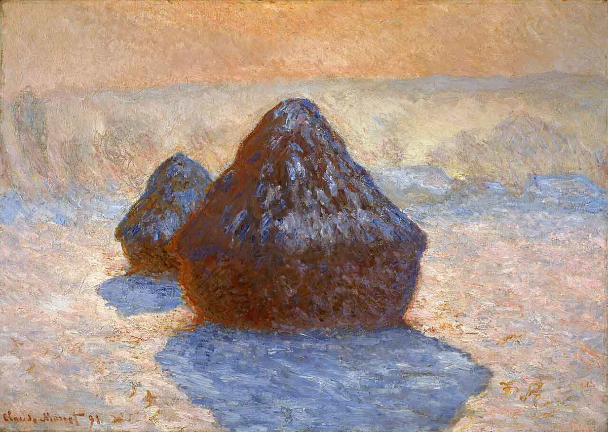 haystacks snow effect claude monet