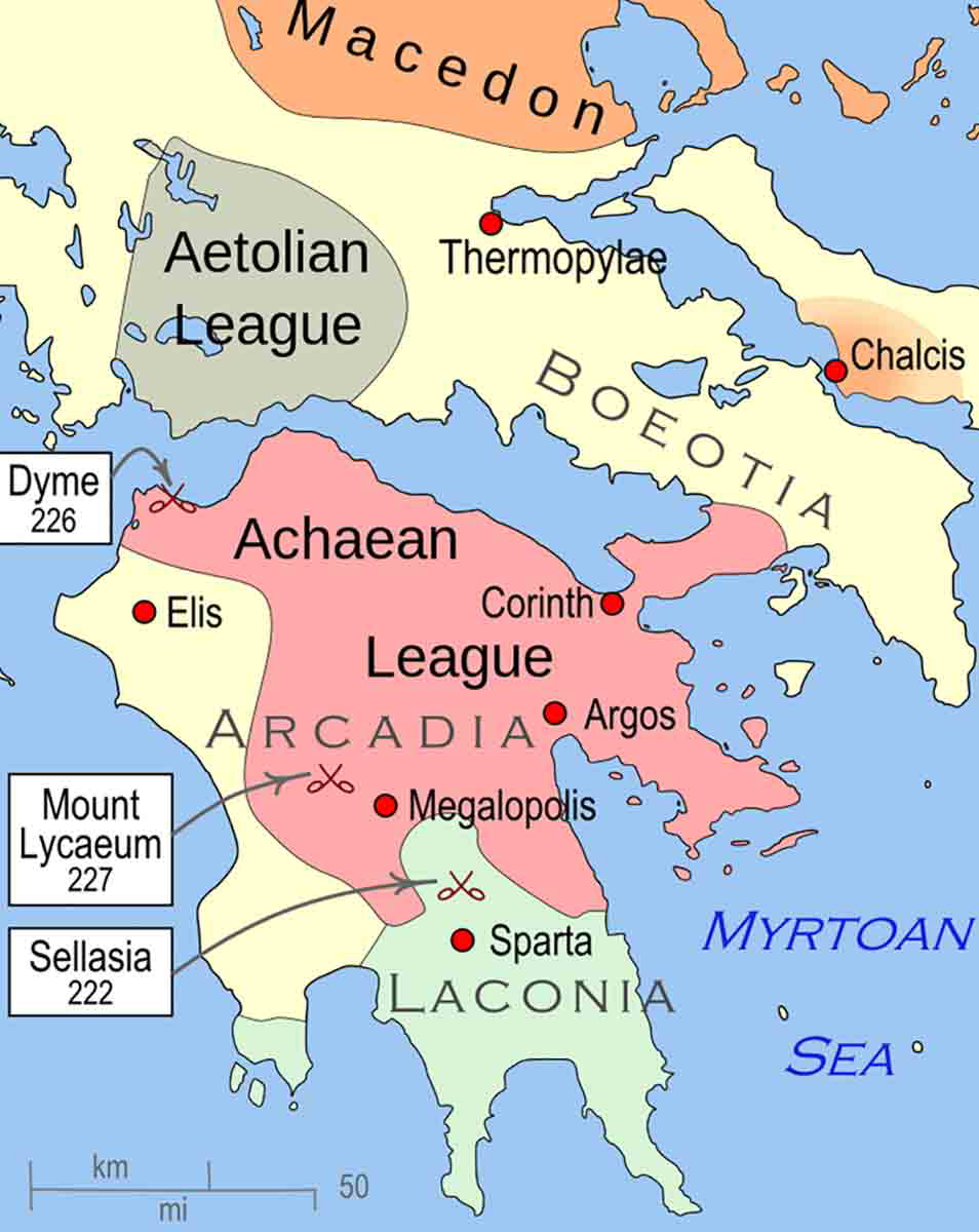 map aetolian and achaian leagues