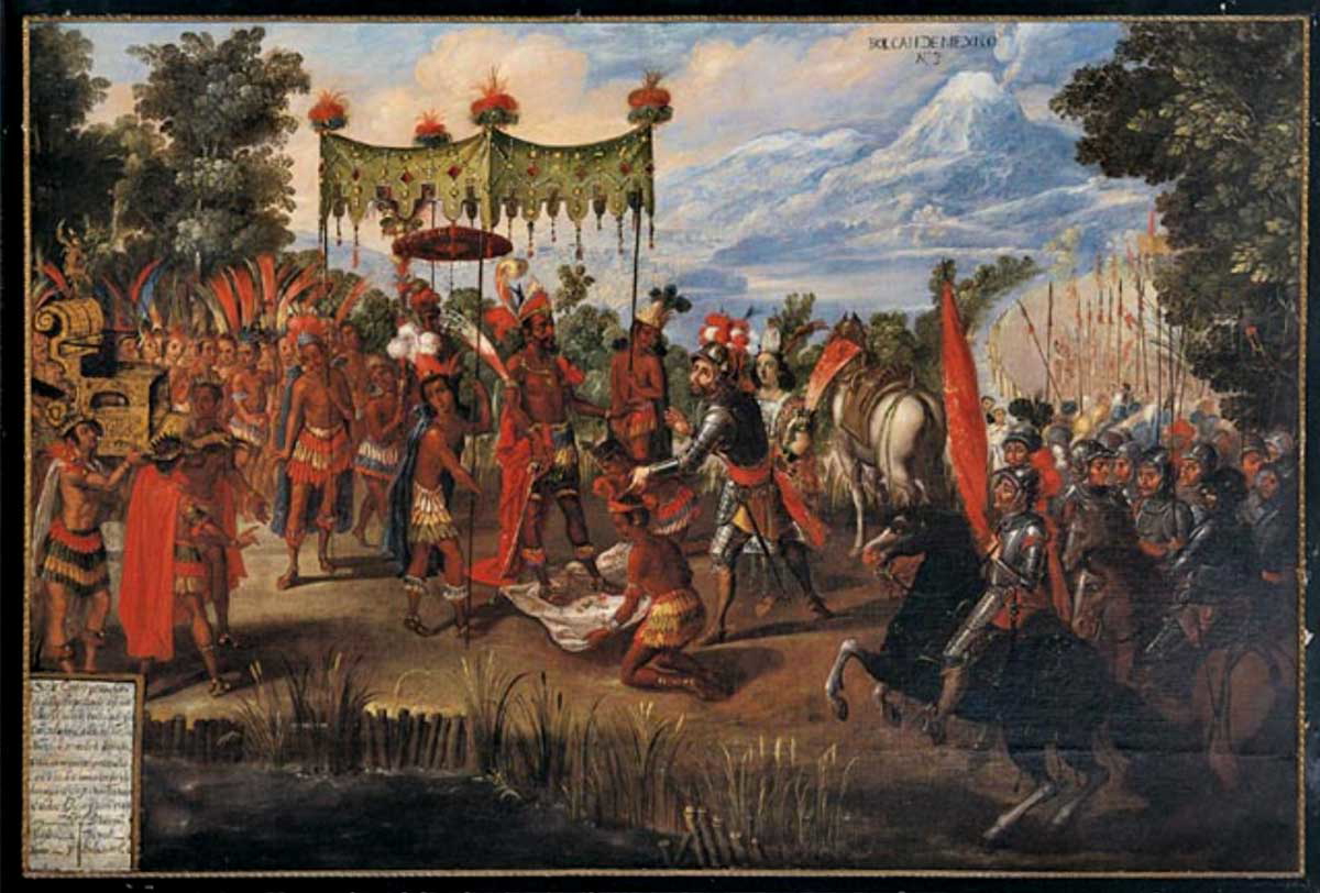 montezuma meets cortes painting