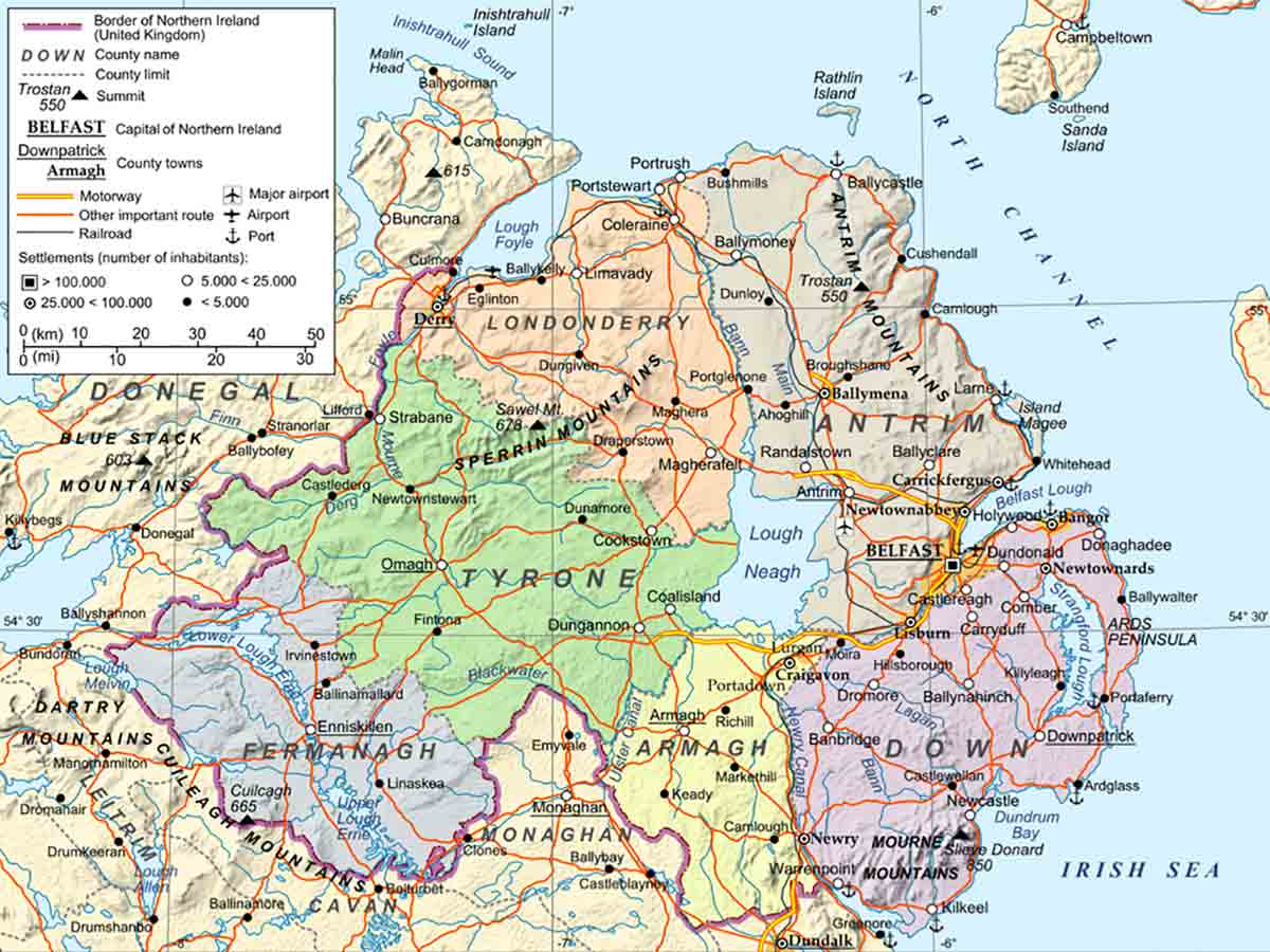 norther ireland county map