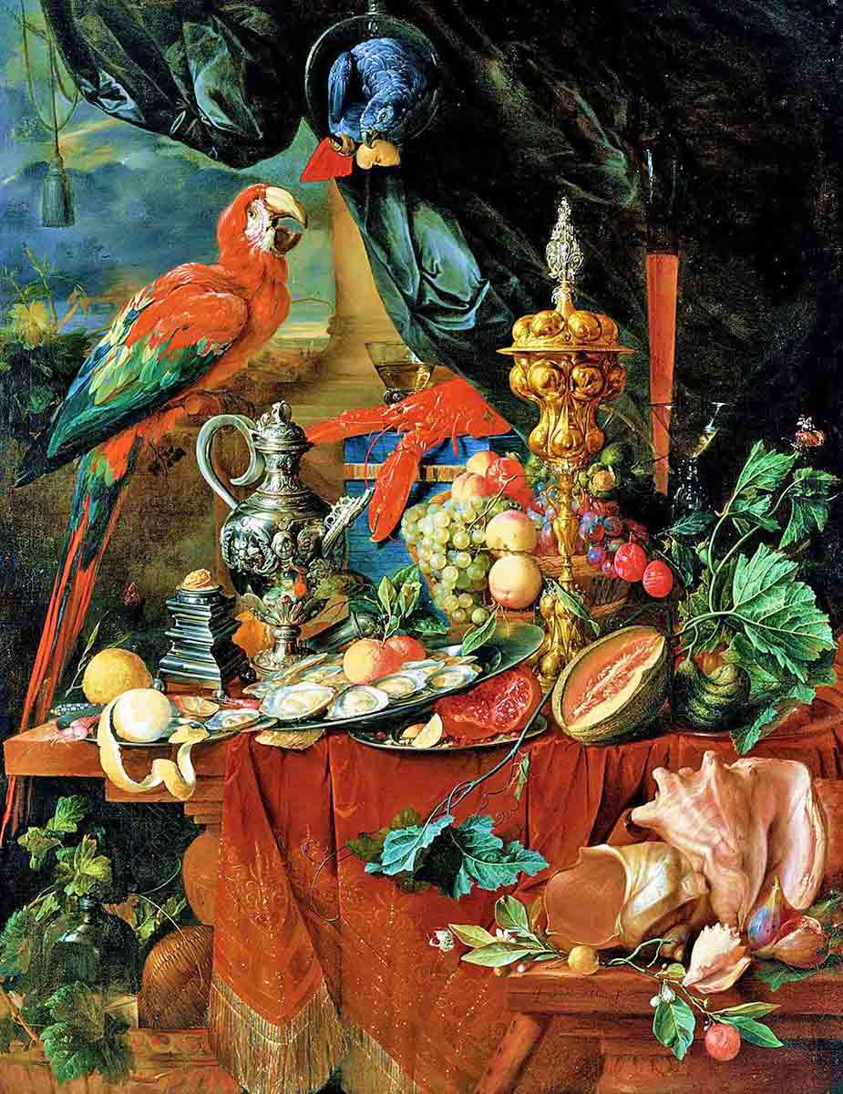 still life with parrots heem painting