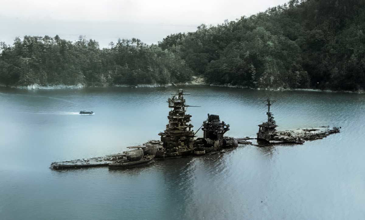 Sunk Japanese Battleship 1945 
