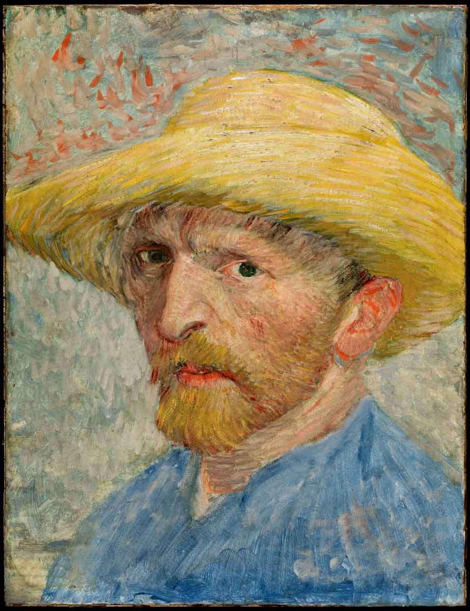 van gogh self portrait straw hat 1887