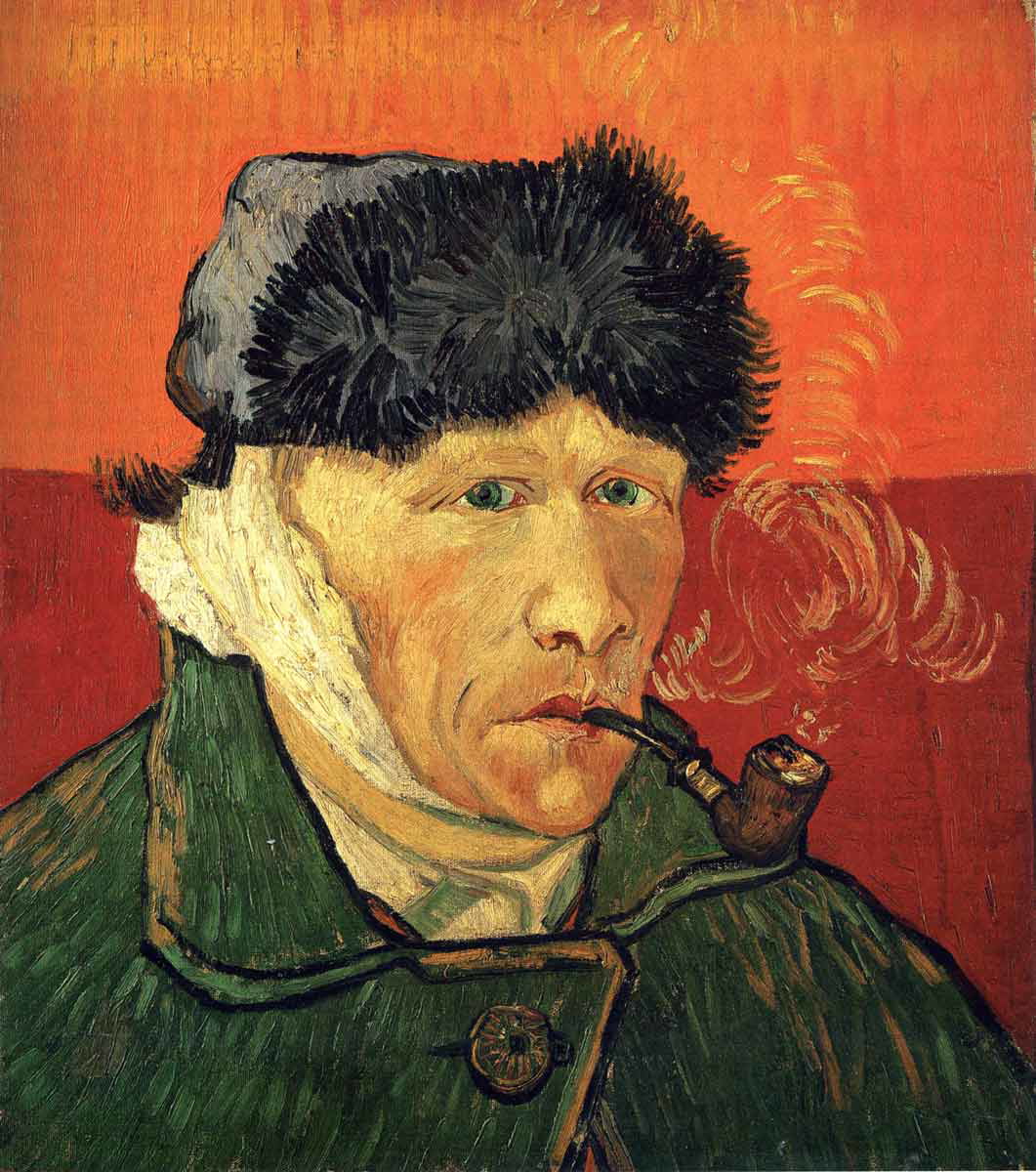 van gogh self portrait with bandaged ear and pipe painting