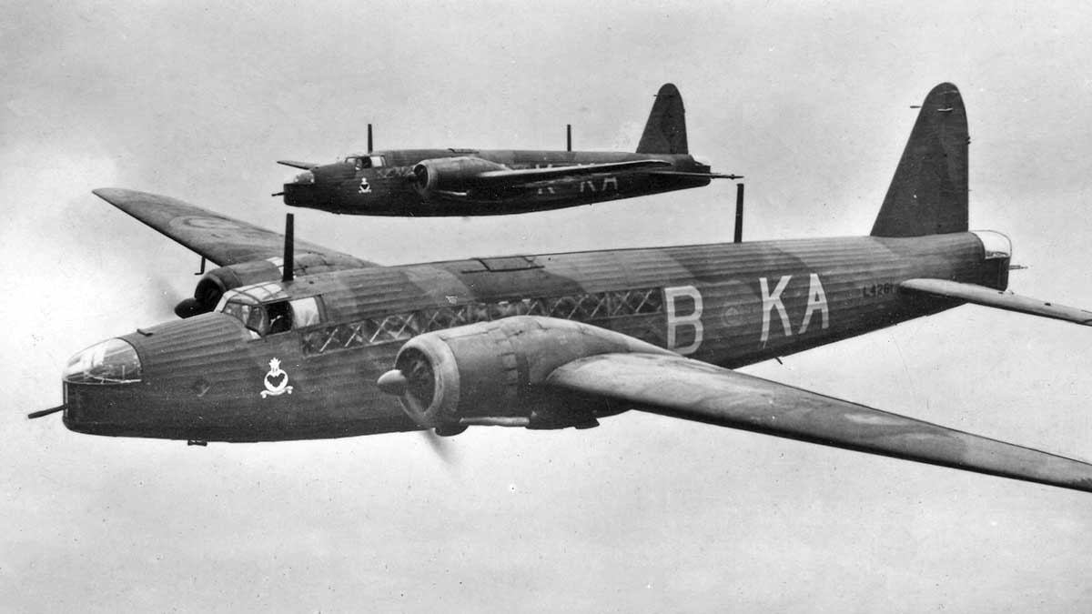 vickers wellington bomber in flight