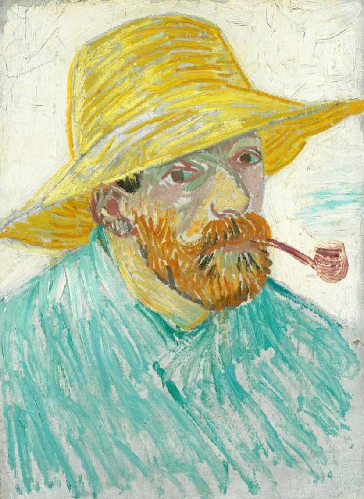 vincent van gogh self portrait pipe straw hat