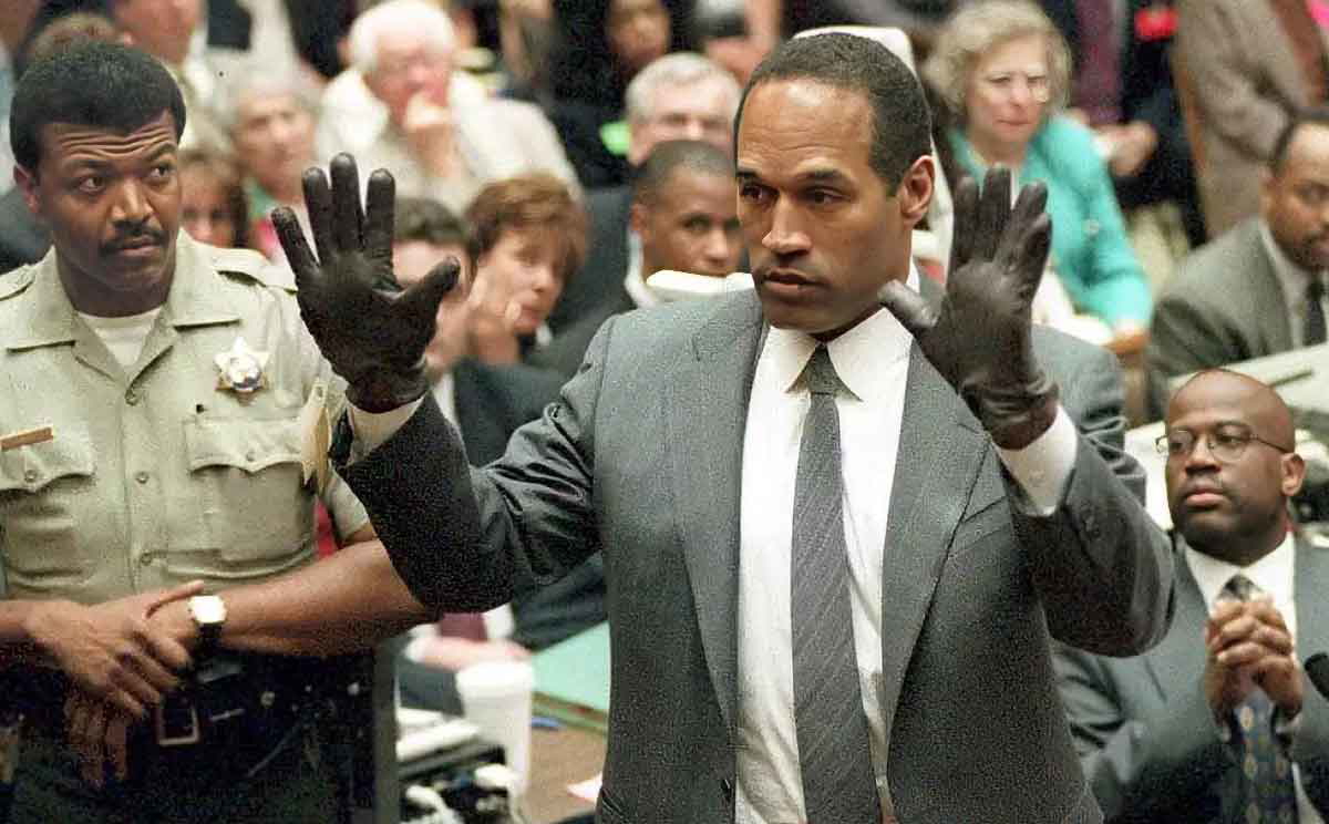 O.J. Simpson during his murder trial, 1995, Associated Press