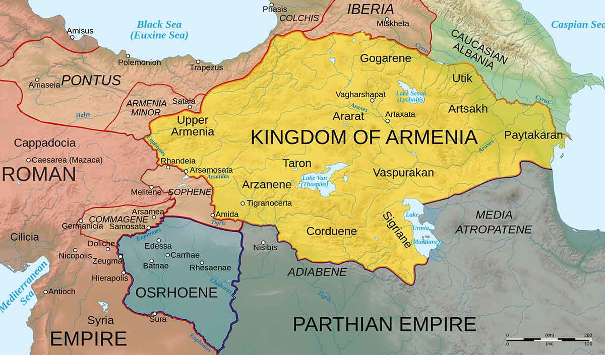 ancient armenia bordering rome and parthia