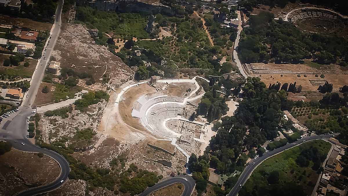 archaeological zone siracusa aerial view