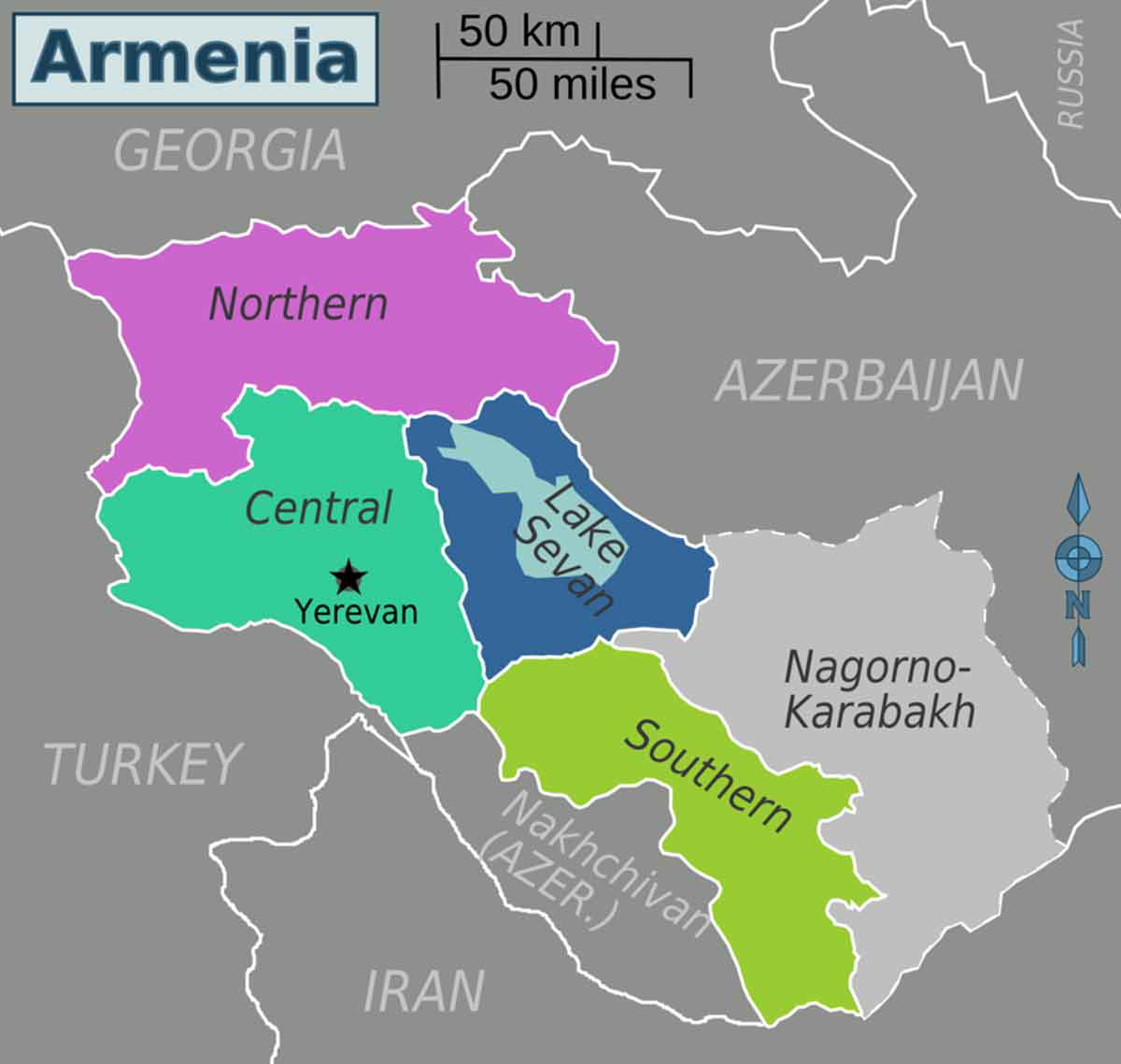 armenia with regions demarked