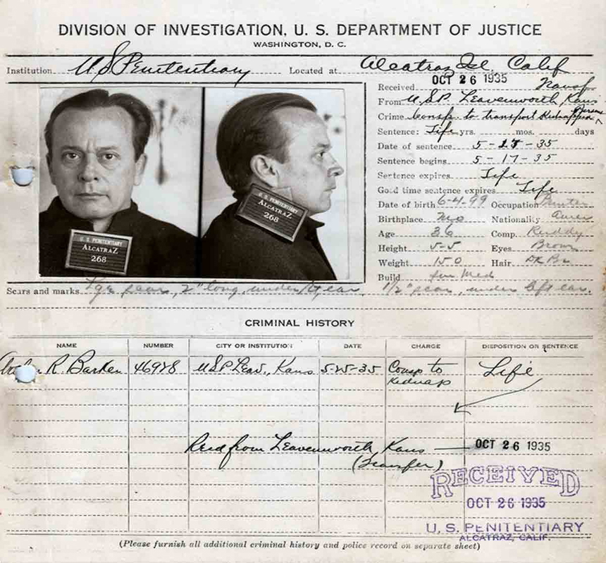 Arthur Barker Jail Document
