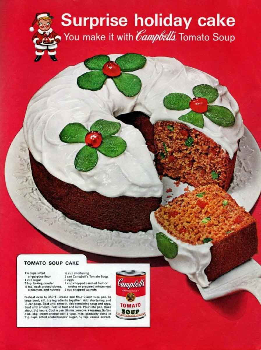 campbells advertisement tomato soup cake recipe 1962