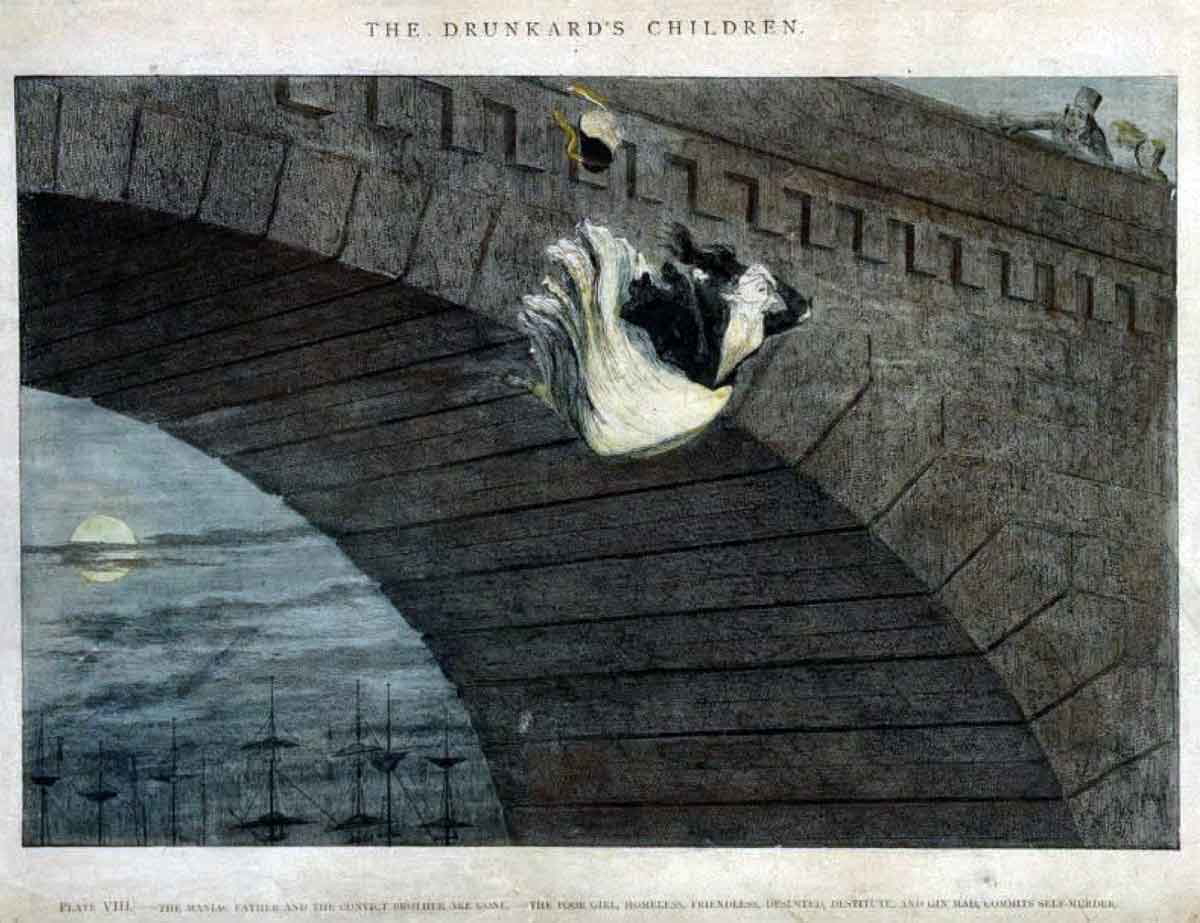 destitute girl throw herself bridge alcoholism 1848 cruikshank