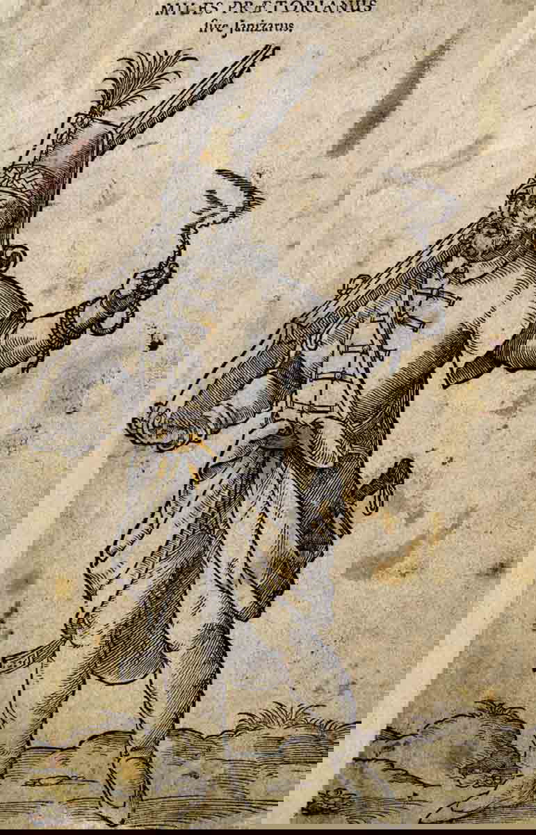 elite janissary 16th century portrait engraving