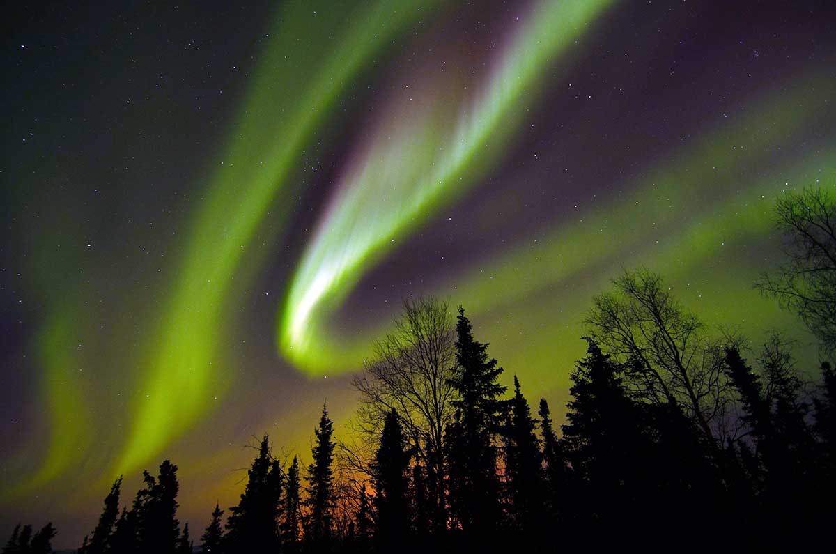 The Northern Lights from north of Fairbanks, Alaska. 