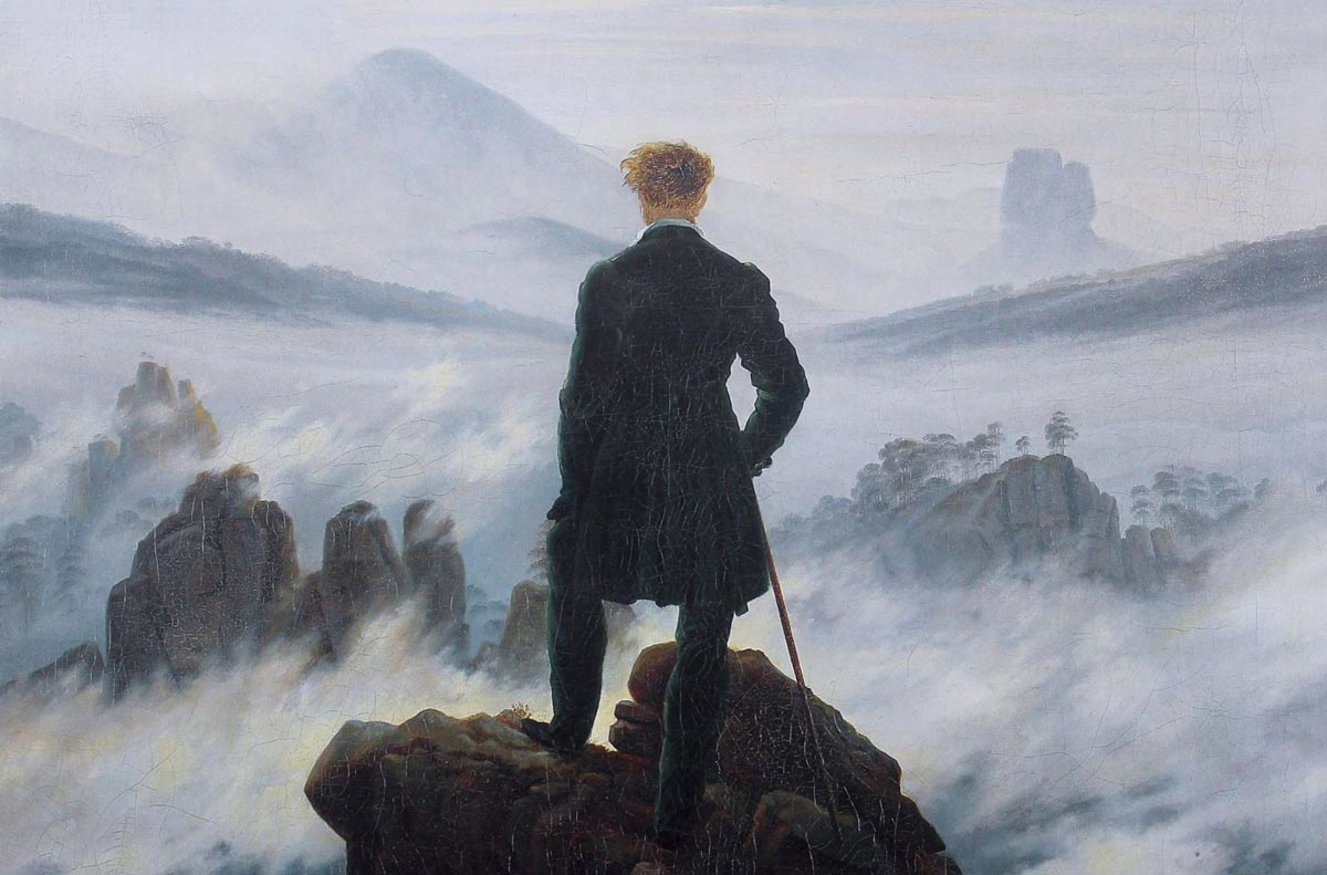 friedrich wanderer above sea of fog painting detail