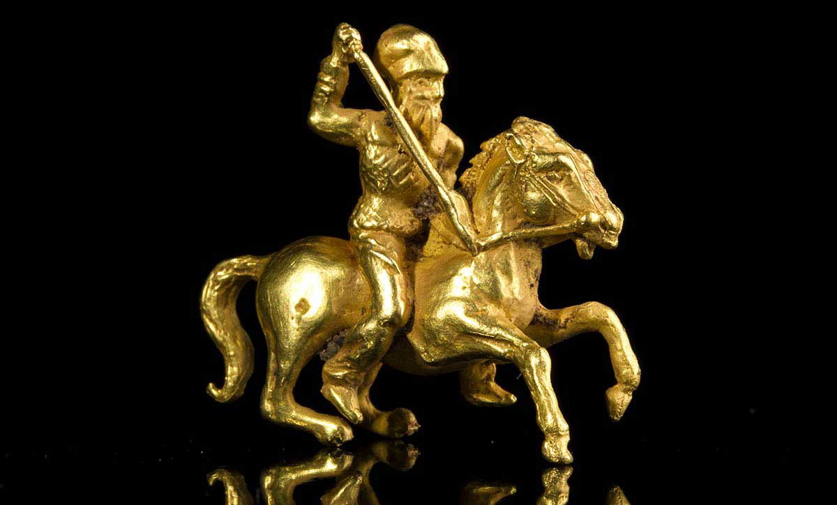 gold figure scythian cavalryman