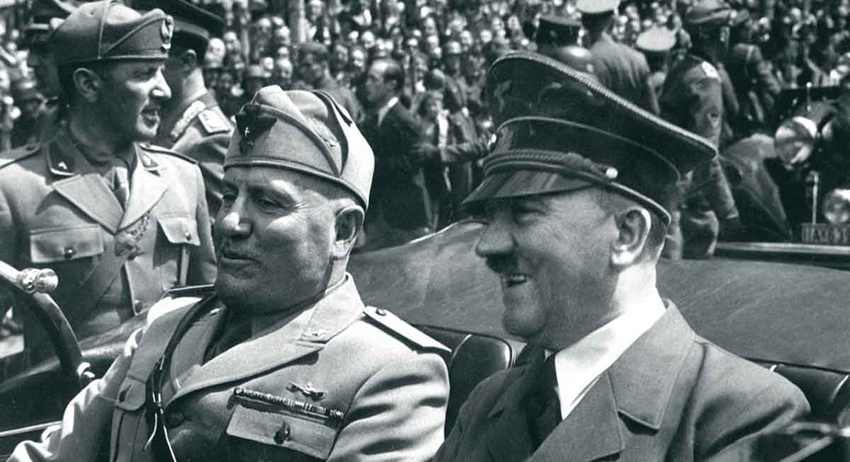 hitler mussolini riding car
