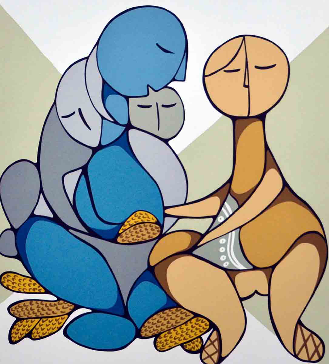 husking grain painting iroquoian