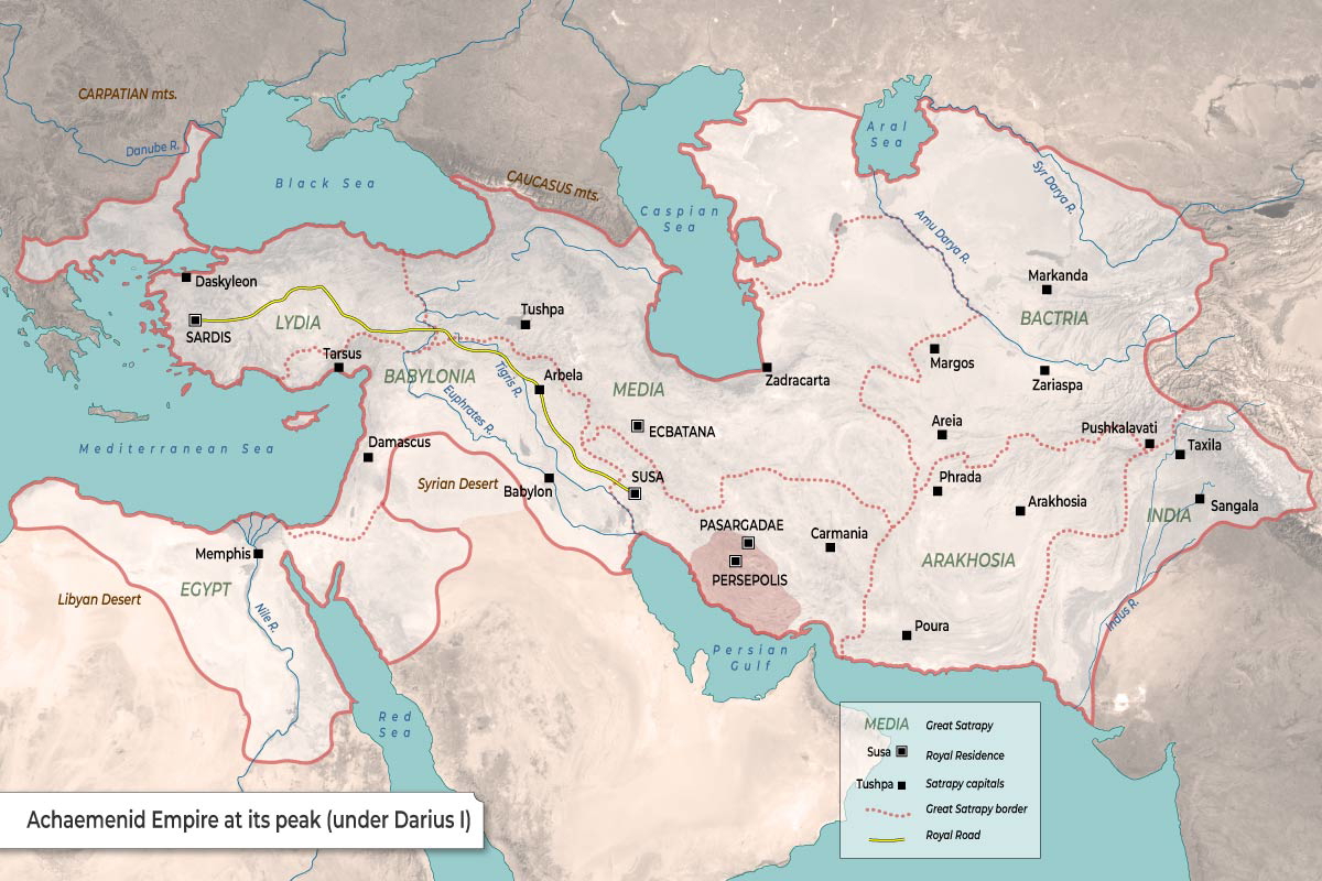 Map of Achaemenid Empire at Its Peak (Under Darius I)