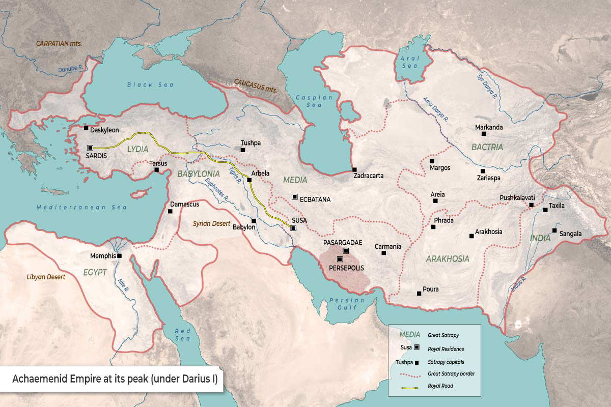 Map of Achaemenid Empire at Its Peak (Under Darius I)