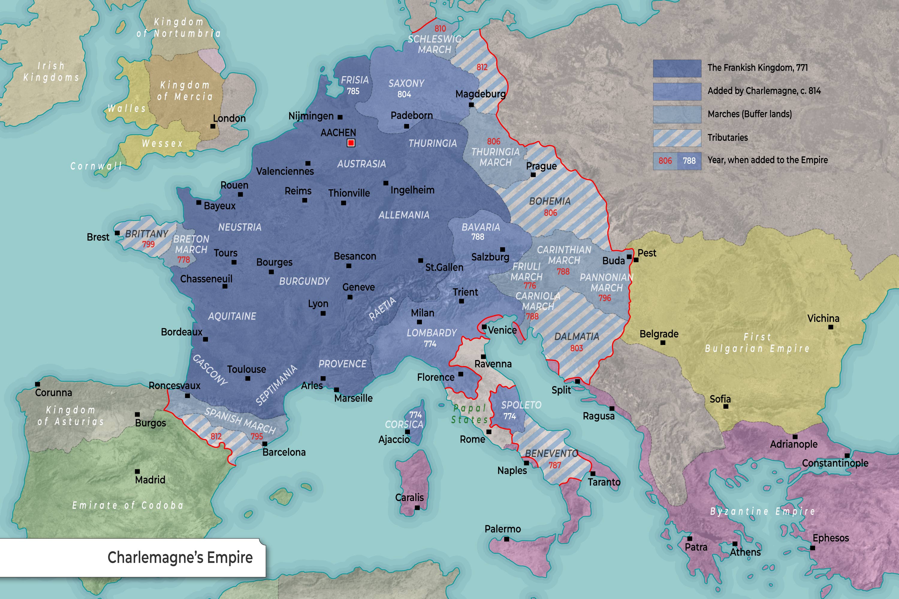 map charlemagne empire