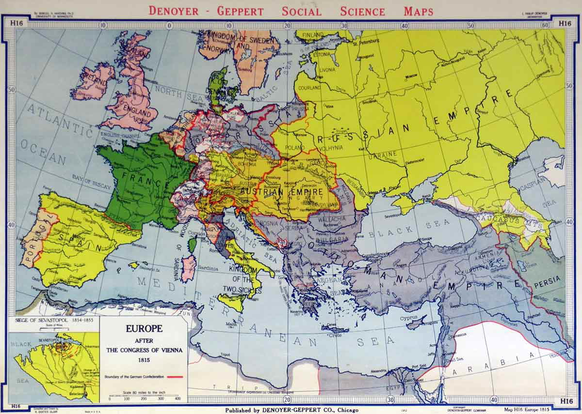 map of europe after 1815
