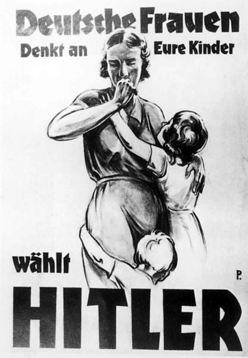 nazi propaganda poster women children vote hitler 1920s