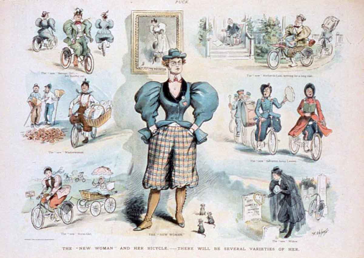 new woman bloomer costume bicycle escape opper 1895