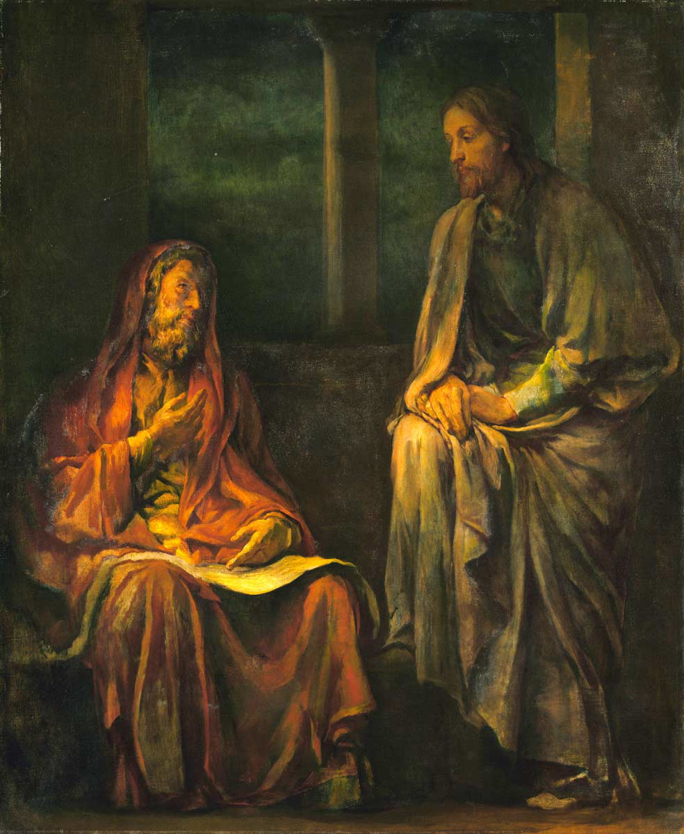nicodemus visits jesus painting christian bible