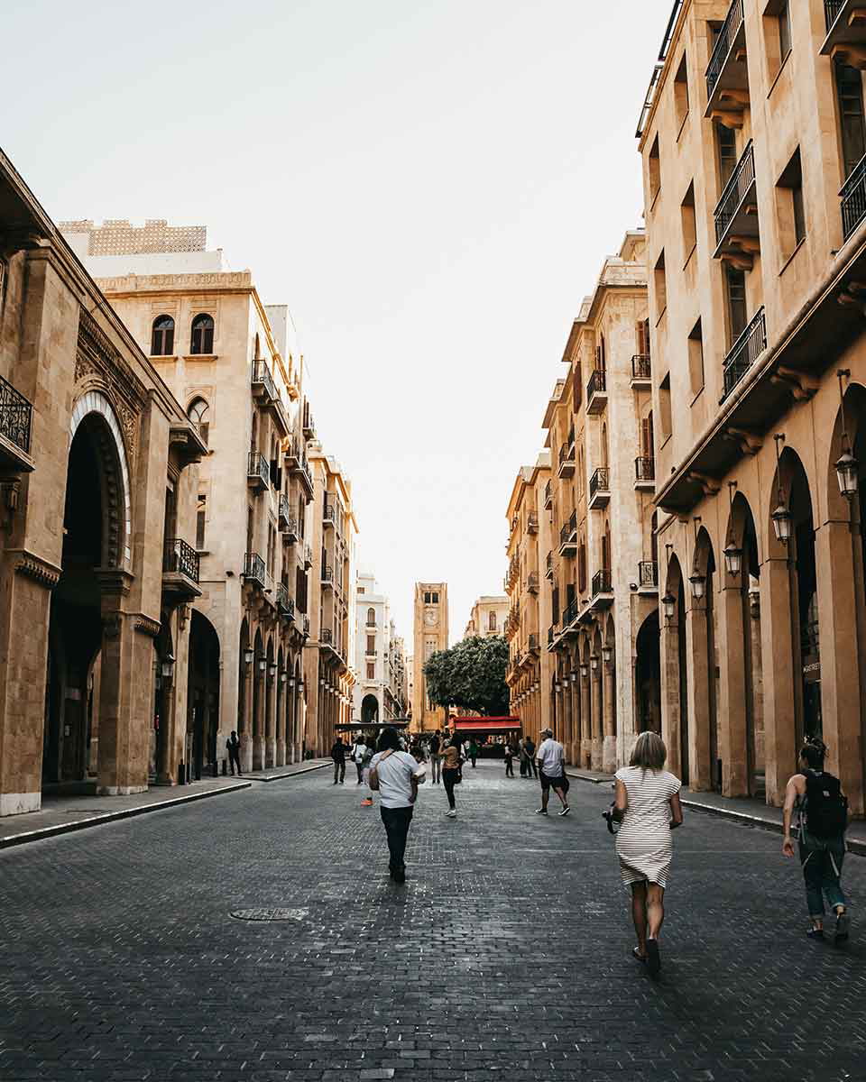 pedestrians wander beirut