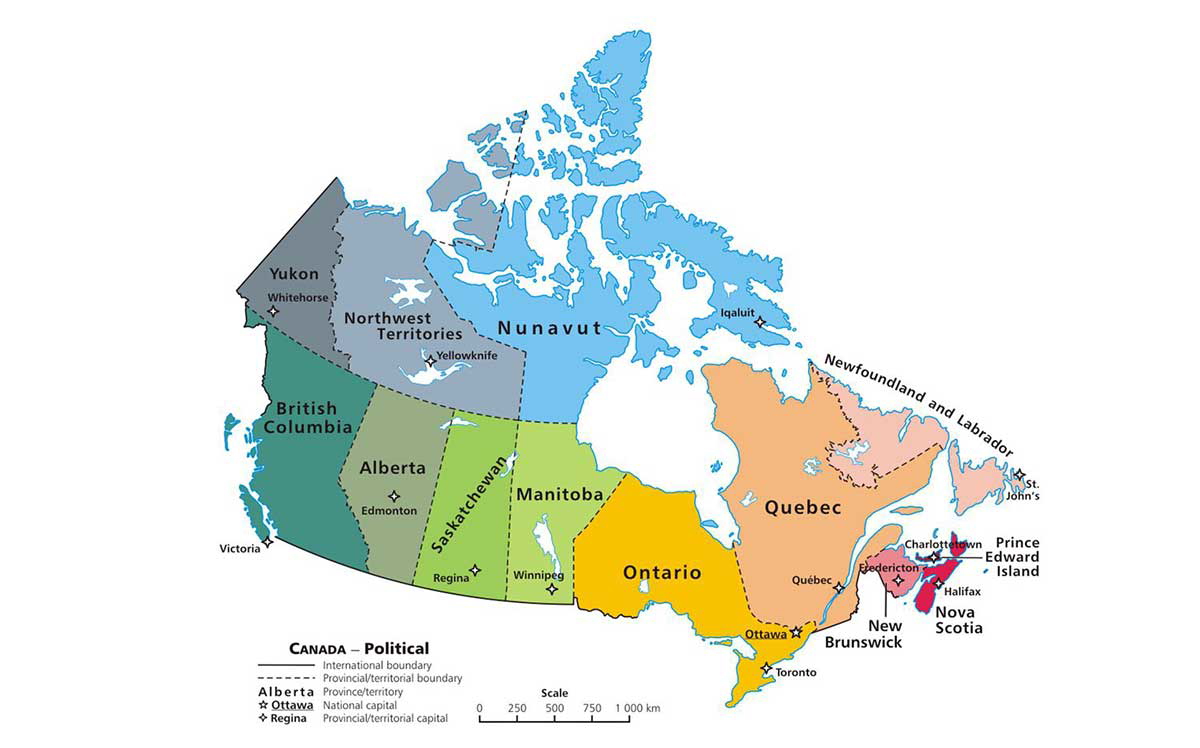 political map of canada