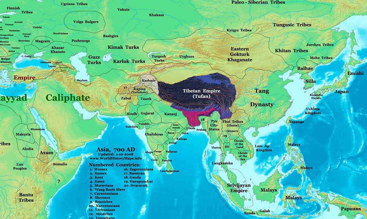 tibet map 700ce