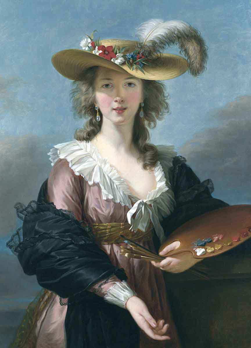 vigee le brun self portrait with straw hat painting