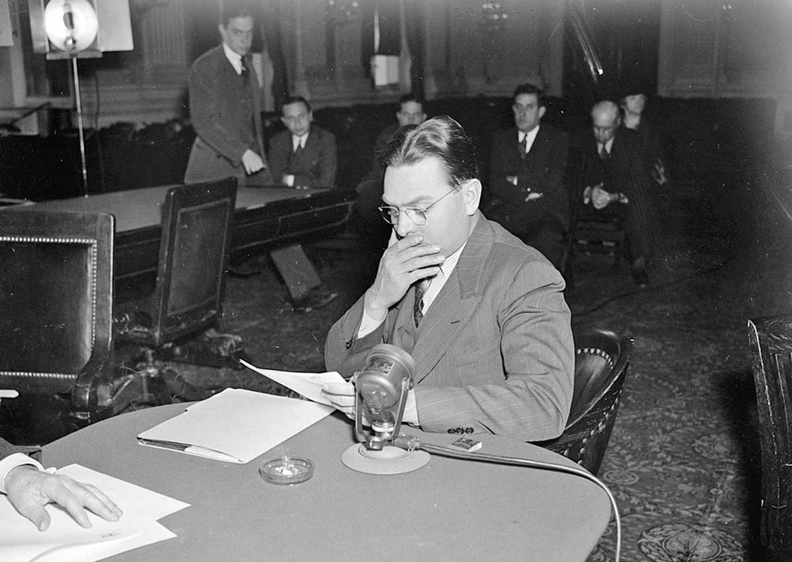 Homer Martin, President of the Automobile Workers Union, subpoenaed to appear before the House Un-American Activities Committee, 1938, Source: Wikimedia Commons
