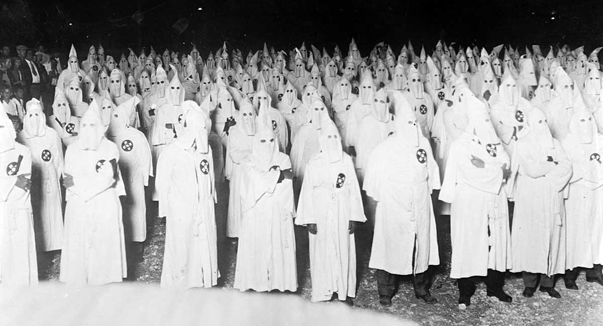 Revival: Klu Klux Klan rally, location unknown, 1922, Source: Wikimedia Commons 