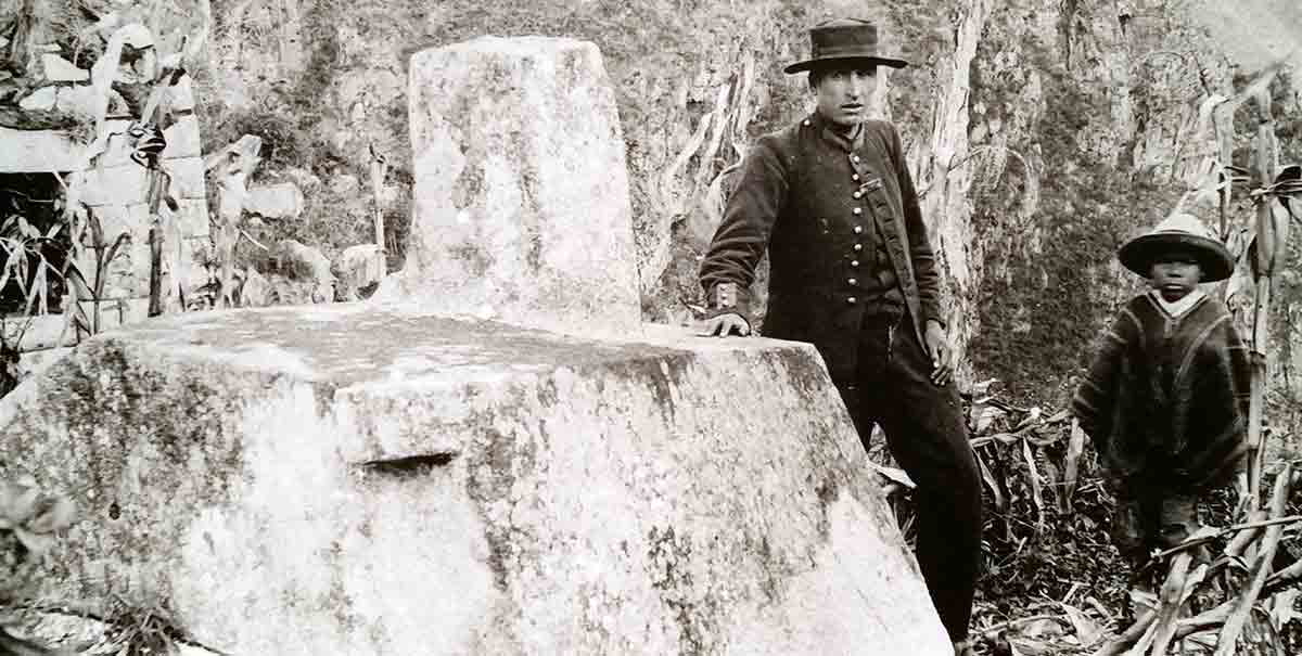 Sergeant Carrasco with Machu Picchu’s Intihuatana a sacred stone carving