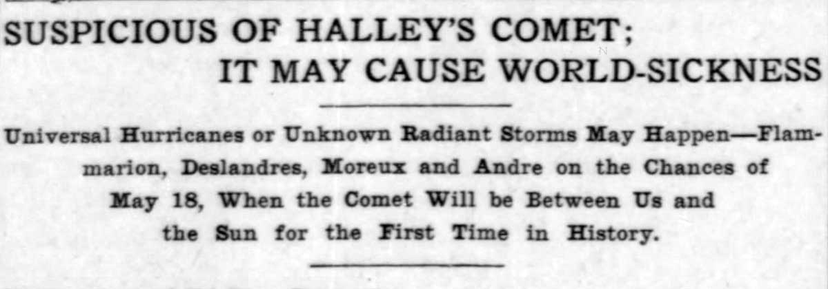 News Clipping on Halley's Comet. Source: Times Democrat, March 13, 1910.