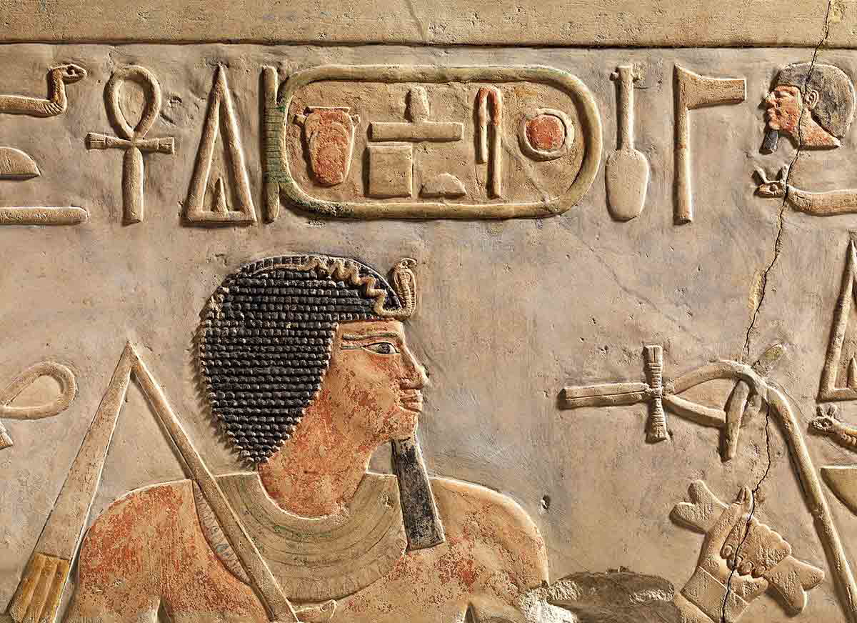 amenemhat pharaoh painted engraving tomb door middle kingdom egypt