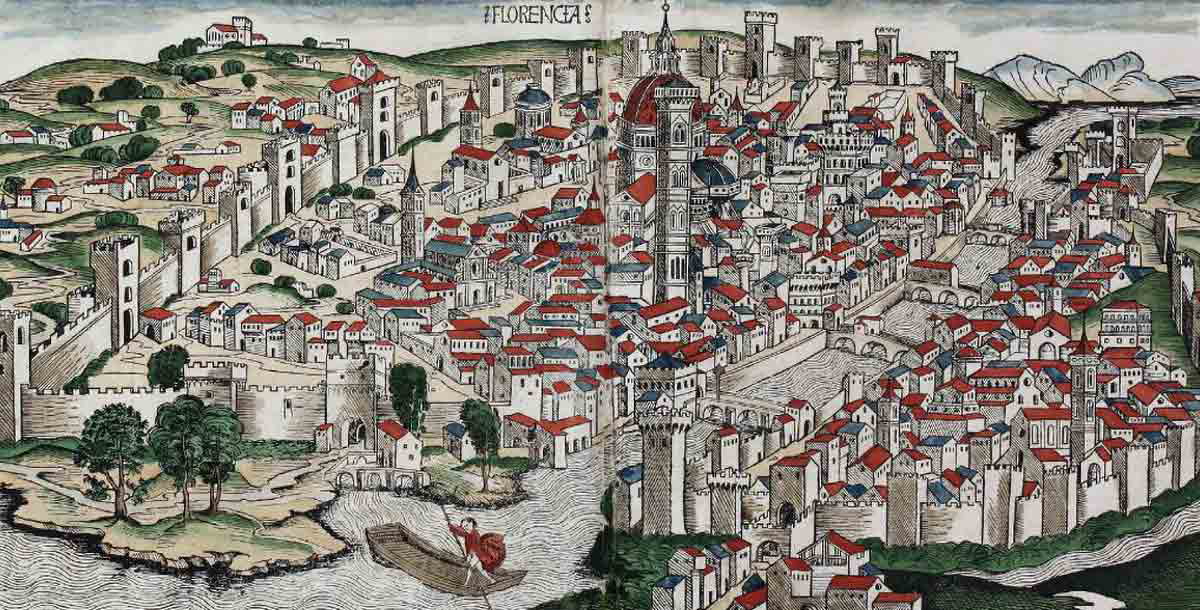 colored woodcut of florence