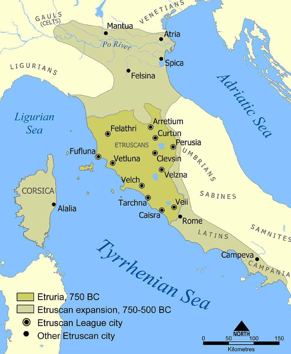 etruscan civilisation map 750 500 bce