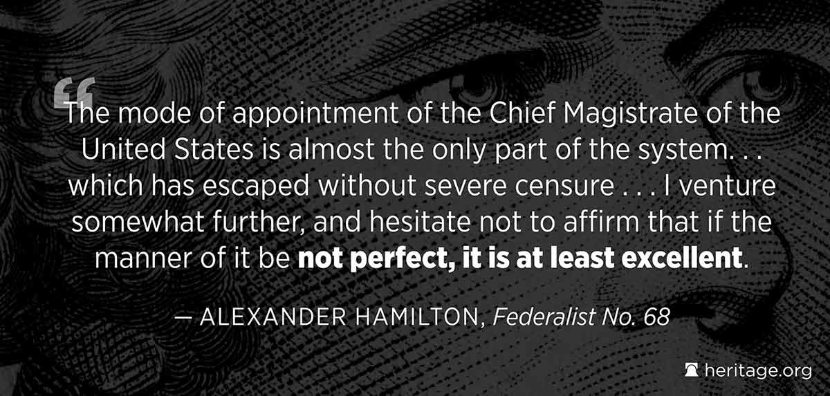 federalist 68 hamilton electoral college